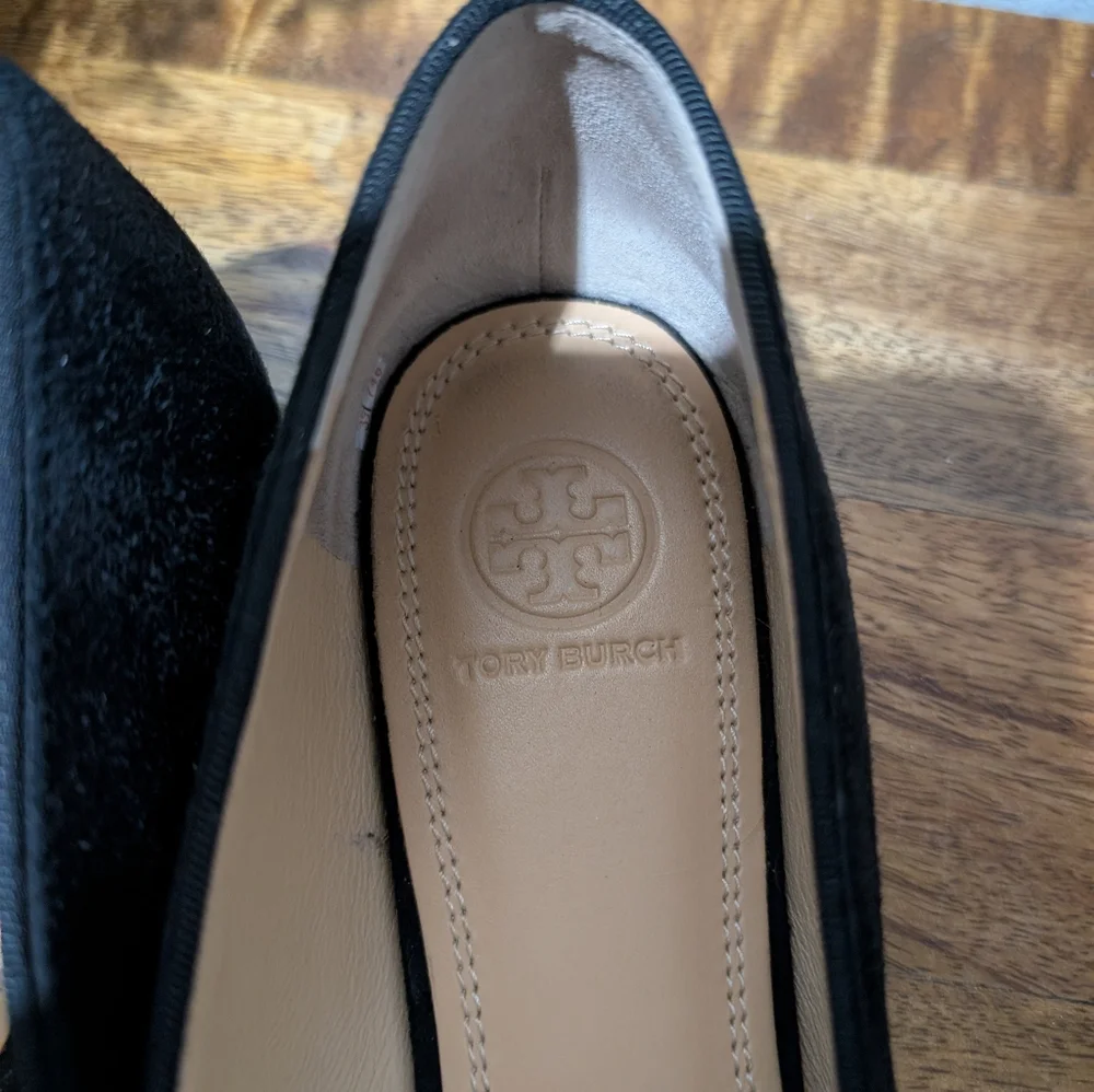 Tory Burch Esme Black Suede Rhinestones‎ Flat Shoes-sz9.5  ~Stylish - Picture 5 of 12